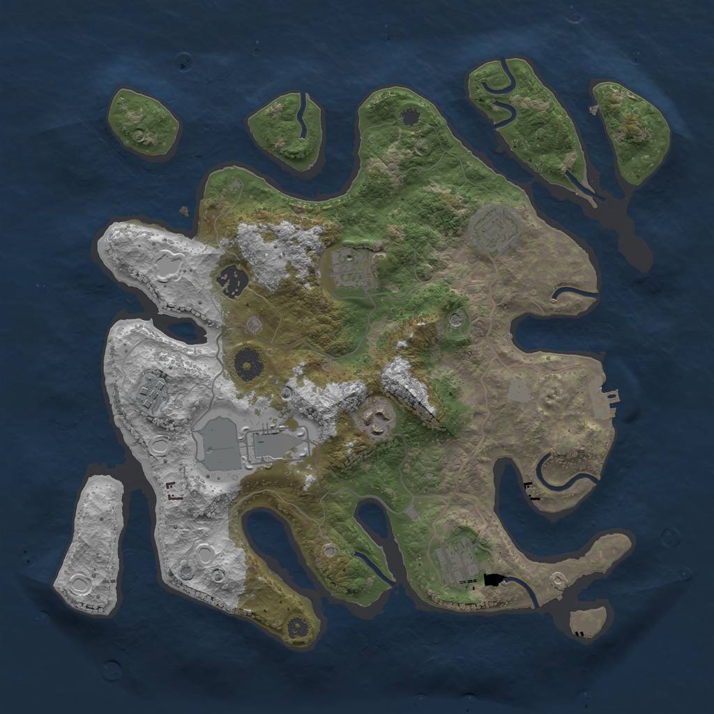 Rust Map: Procedural Map, Size: 3550, Seed: 587590, 14 Monuments