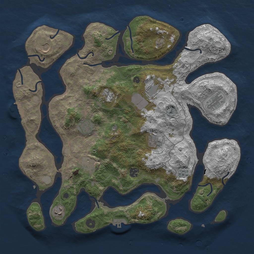 Rust Map: Procedural Map, Size: 4000, Seed: 1587225, 18 Monuments