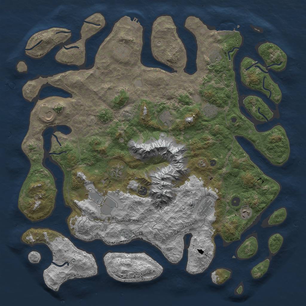 Rust Map: Procedural Map, Size: 5000, Seed: 724503, 19 Monuments