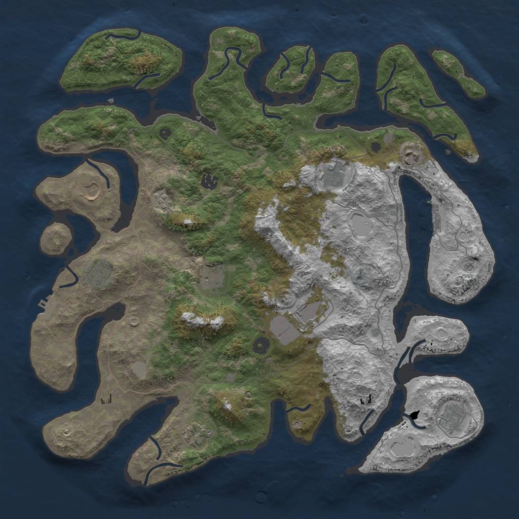 Rust Map: Procedural Map, Size: 4500, Seed: 394923, 18 Monuments