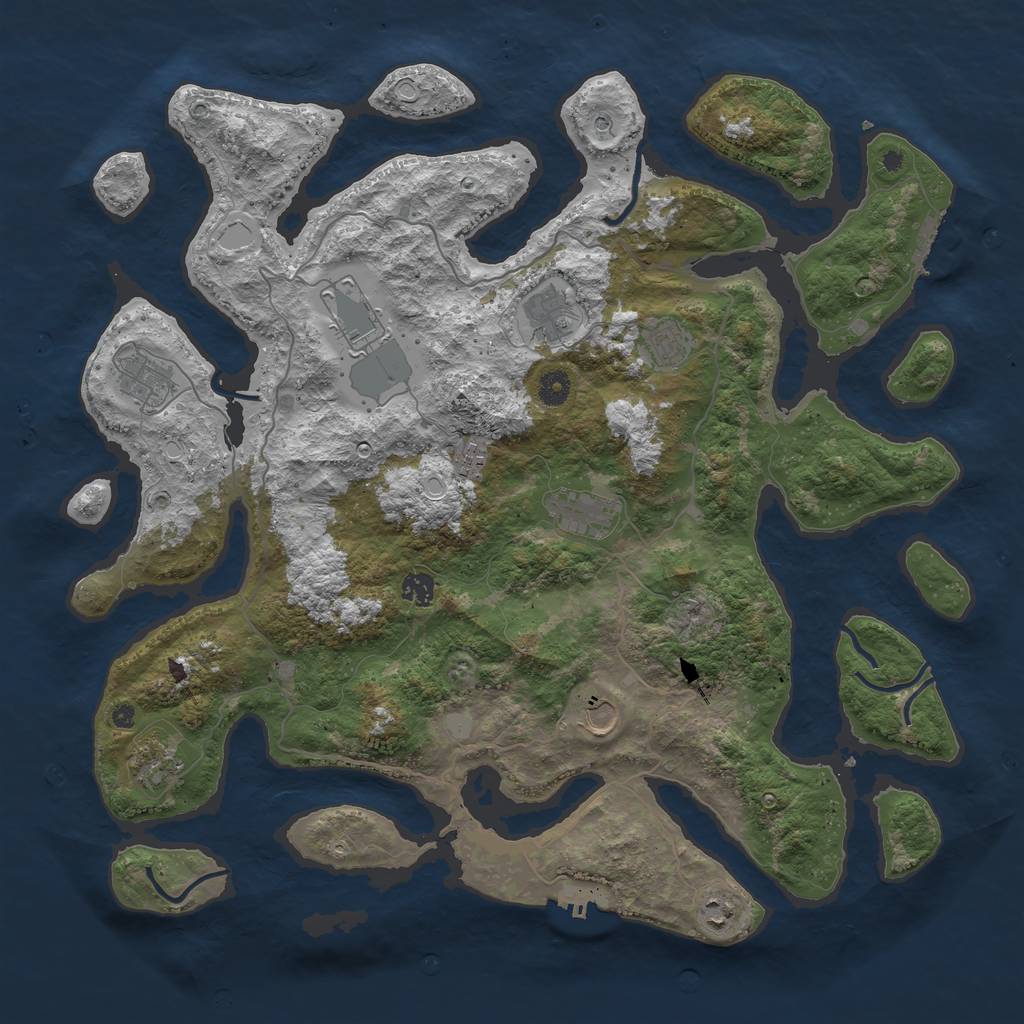 Rust Map: Procedural Map, Size: 4500, Seed: 4686361, 18 Monuments