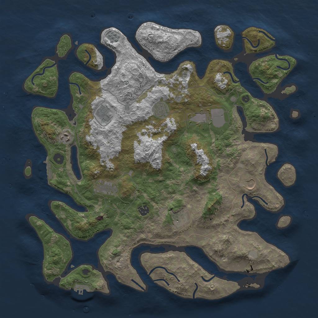 Rust Map: Procedural Map, Size: 4500, Seed: 5047356, 17 Monuments
