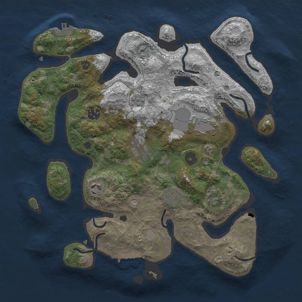 Rust Map: Procedural Map, Size: 3550, Seed: 171741, 15 Monuments