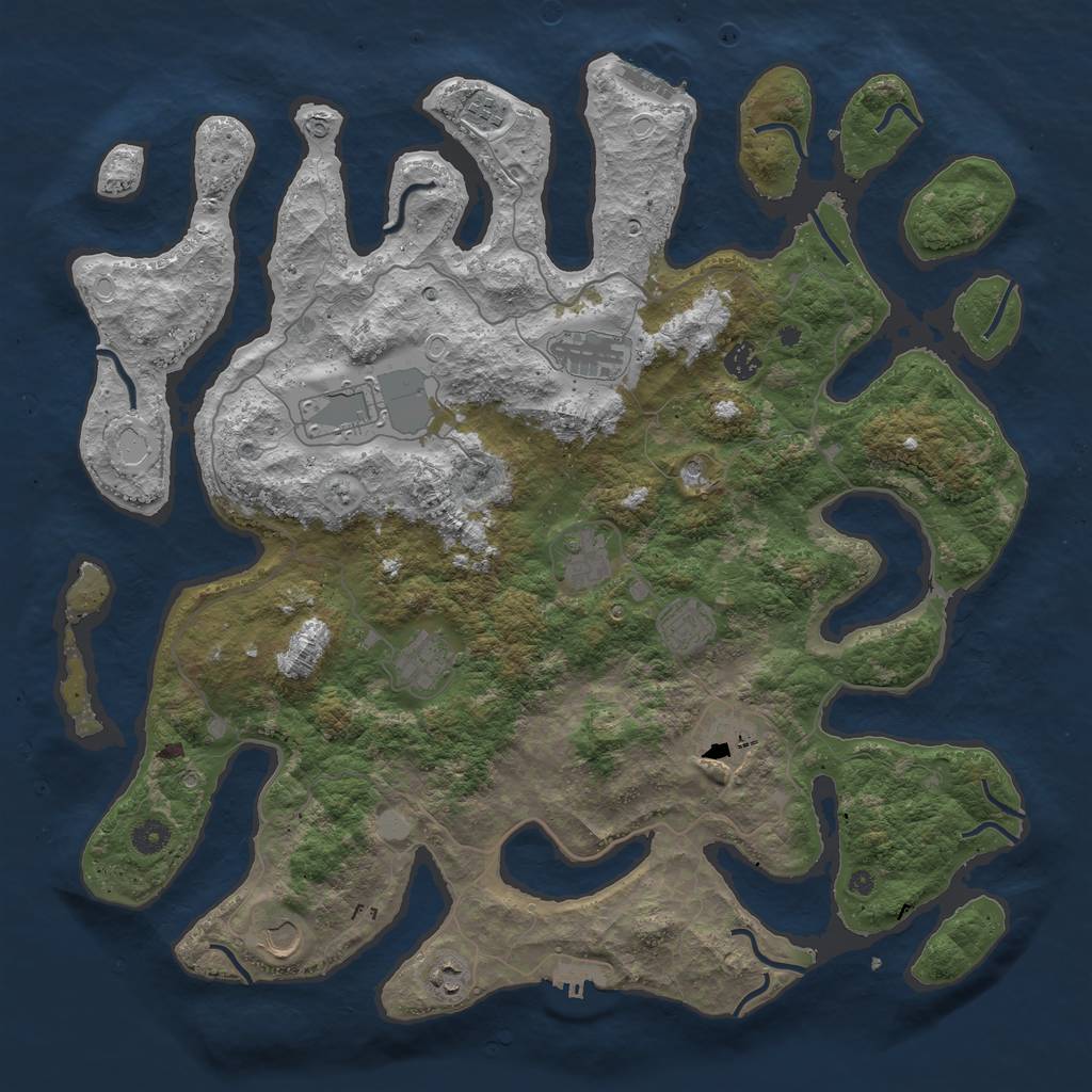 Rust Map: Procedural Map, Size: 4500, Seed: 3150403, 18 Monuments