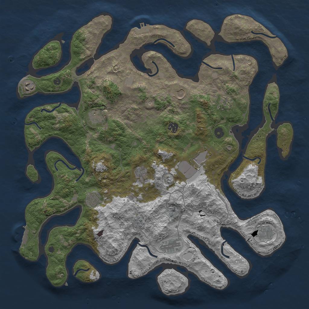 Rust Map: Procedural Map, Size: 4500, Seed: 1225335, 19 Monuments