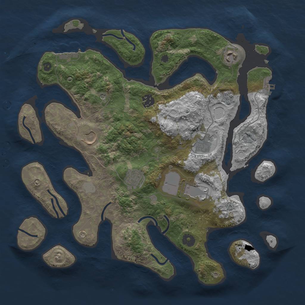 Rust Map: Procedural Map, Size: 3550, Seed: 323741, 15 Monuments