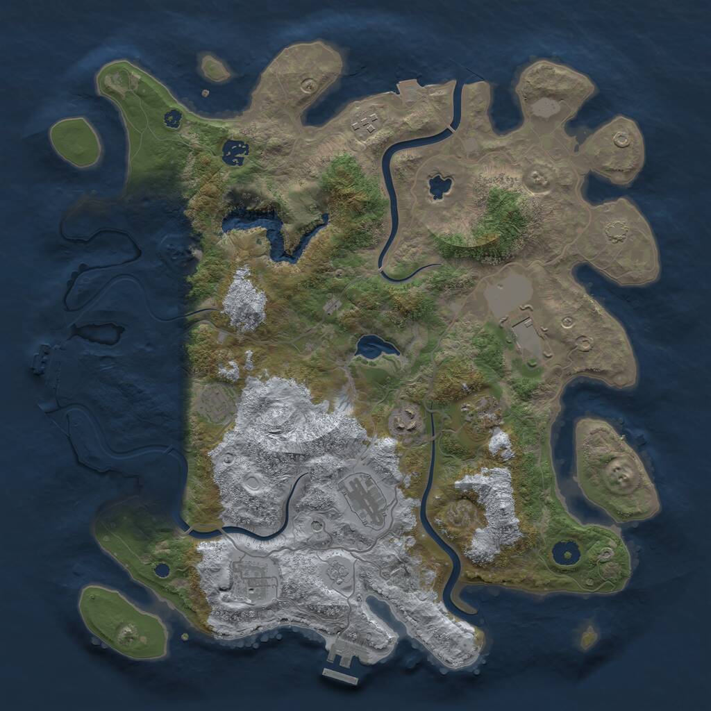 Rust Map: Procedural Map, Size: 4000, Seed: 1321095758, 14 Monuments