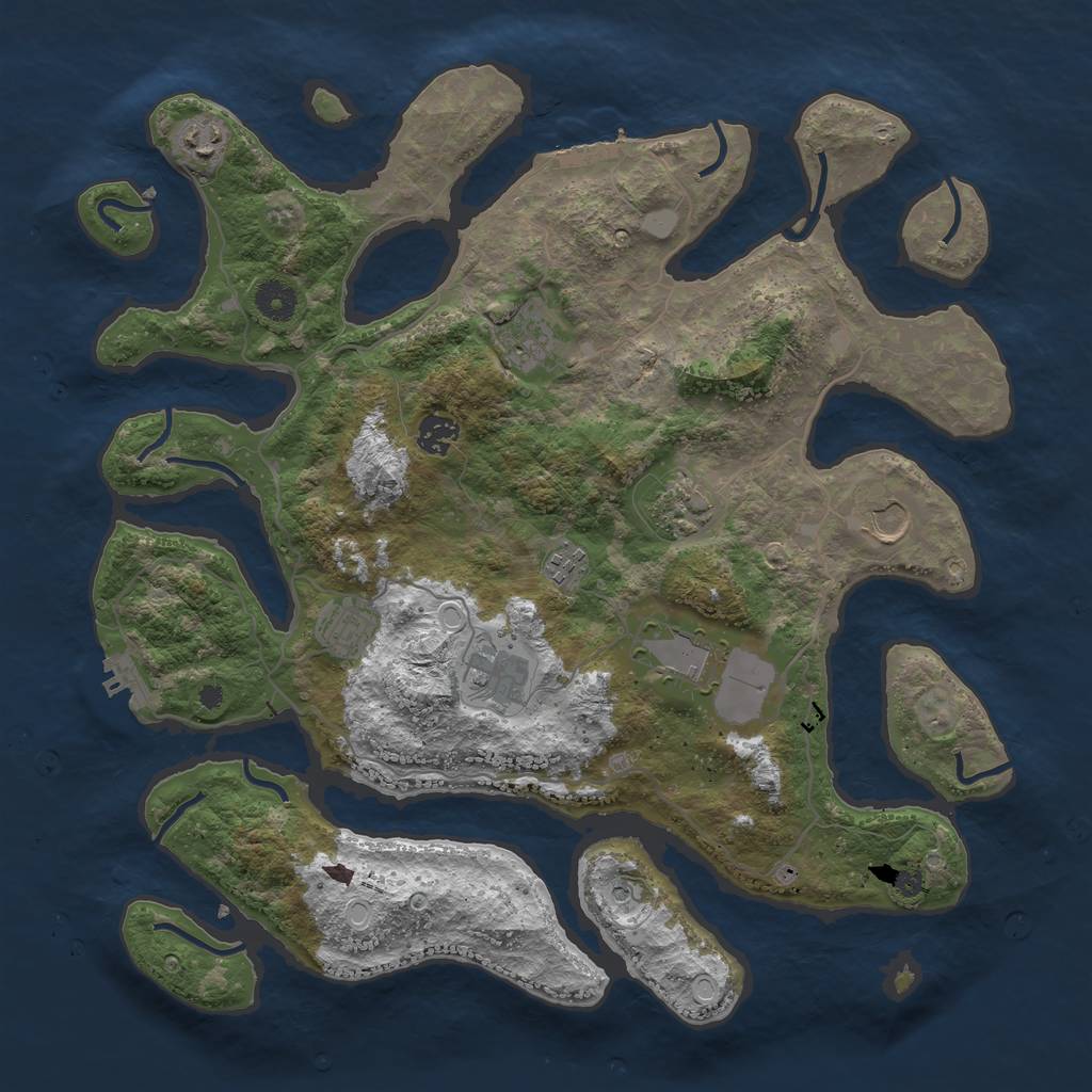 Rust Map: Procedural Map, Size: 4000, Seed: 1321095758, 17 Monuments