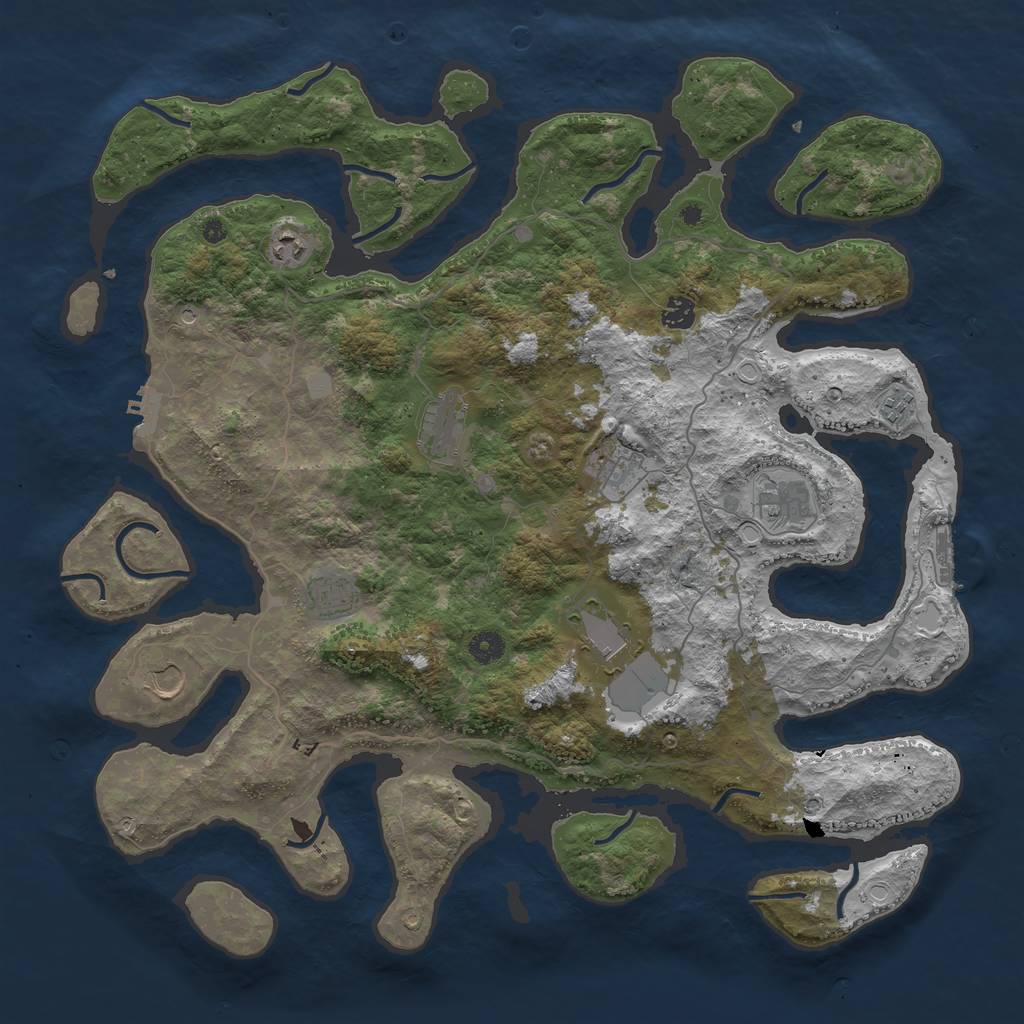Rust Map: Procedural Map, Size: 4500, Seed: 1582594, 17 Monuments