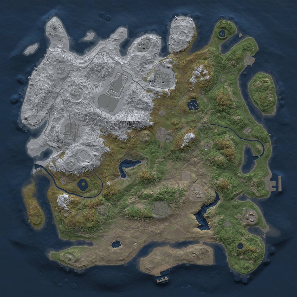 Rust Map: Procedural Map, Size: 4000, Seed: 928985, 14 Monuments