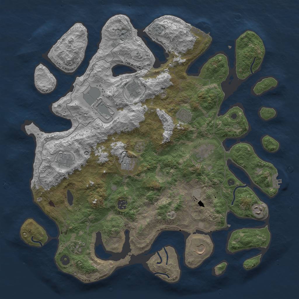 Rust Map: Procedural Map, Size: 4500, Seed: 5129233, 19 Monuments