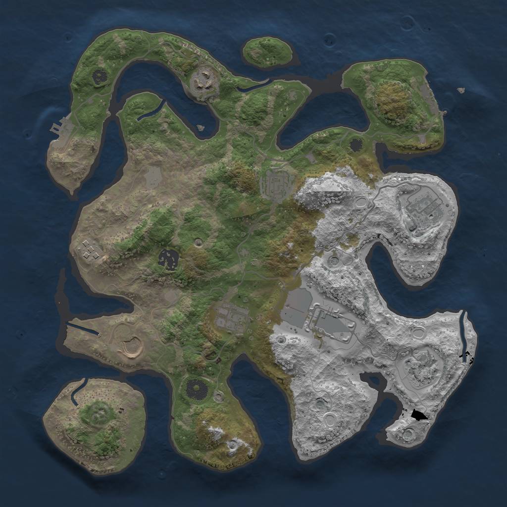 Rust Map: Procedural Map, Size: 3550, Seed: 522358, 17 Monuments
