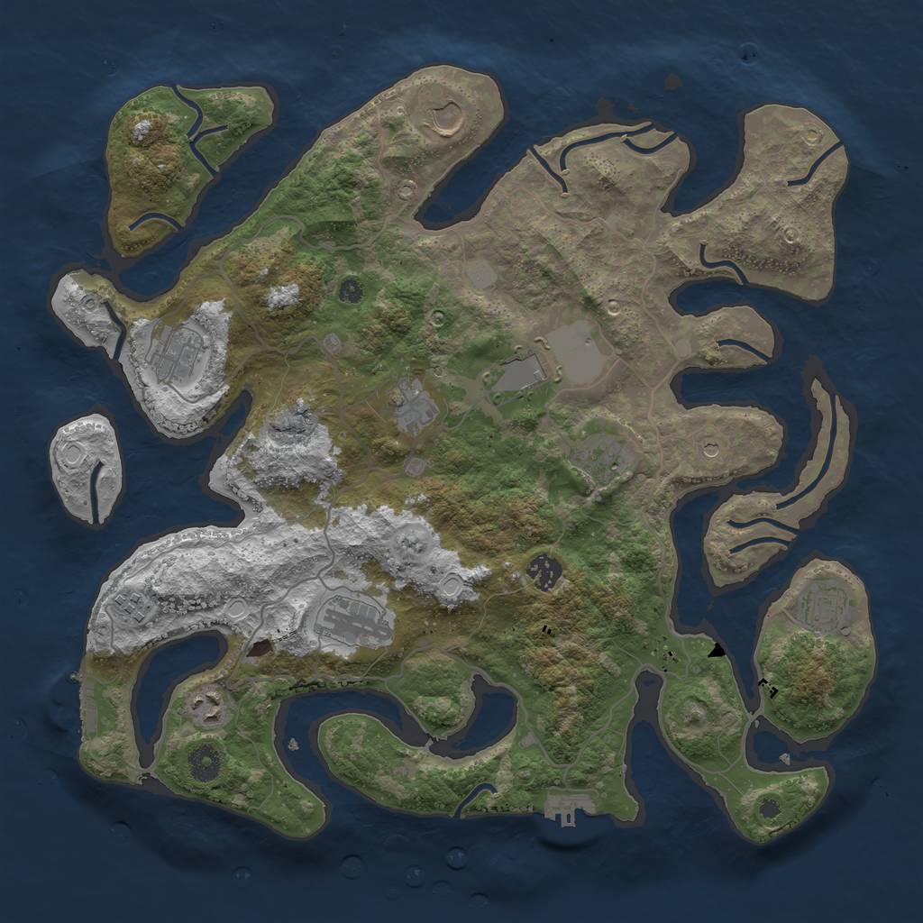 Rust Map: Procedural Map, Size: 4000, Seed: 780150, 18 Monuments