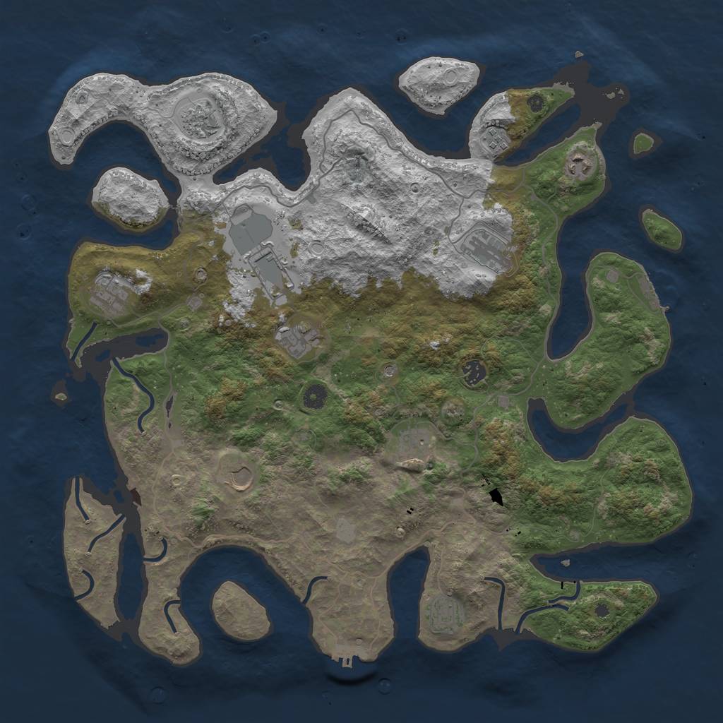 Rust Map: Procedural Map, Size: 4500, Seed: 3567743, 19 Monuments