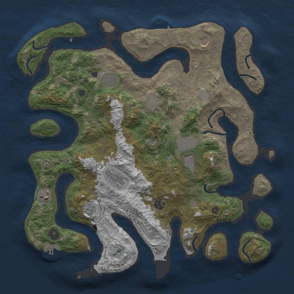 Rust Map: Procedural Map, Size: 4000, Seed: 92662, 16 Monuments