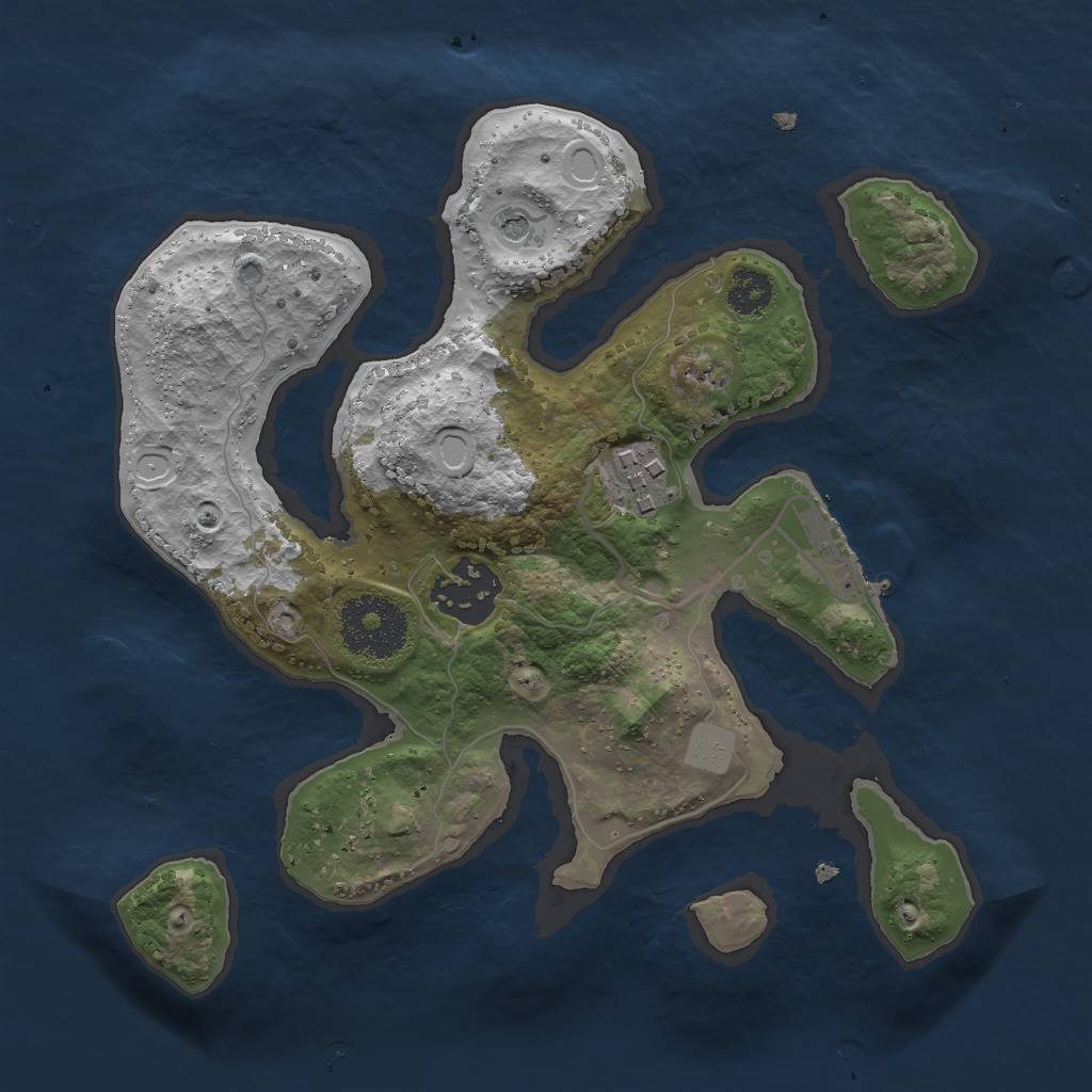 Rust Map: Procedural Map, Size: 2500, Seed: 2895, 9 Monuments
