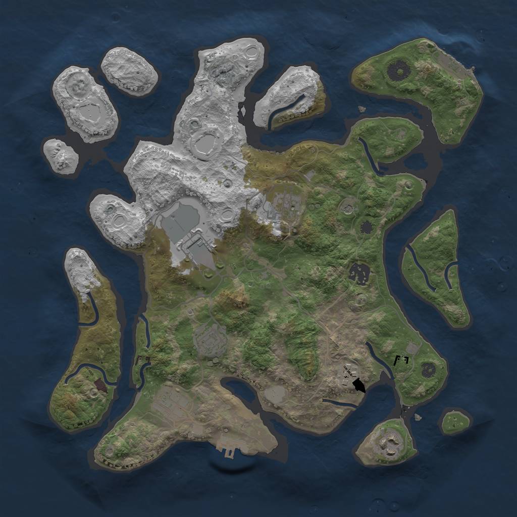Rust Map: Procedural Map, Size: 3550, Seed: 350334, 15 Monuments