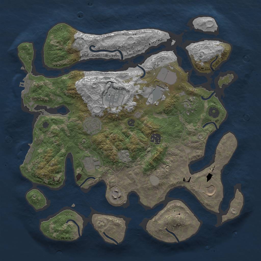 Rust Map: Procedural Map, Size: 3550, Seed: 441888, 16 Monuments