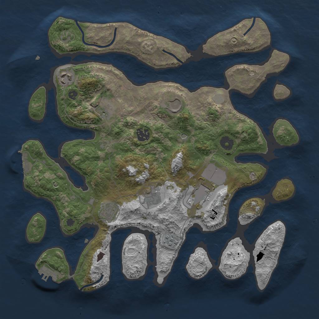 Rust Map: Procedural Map, Size: 3550, Seed: 689753, 16 Monuments