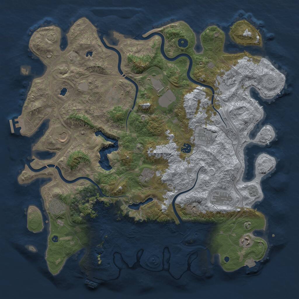 Rust Map: Procedural Map, Size: 4500, Seed: 3982261, 17 Monuments