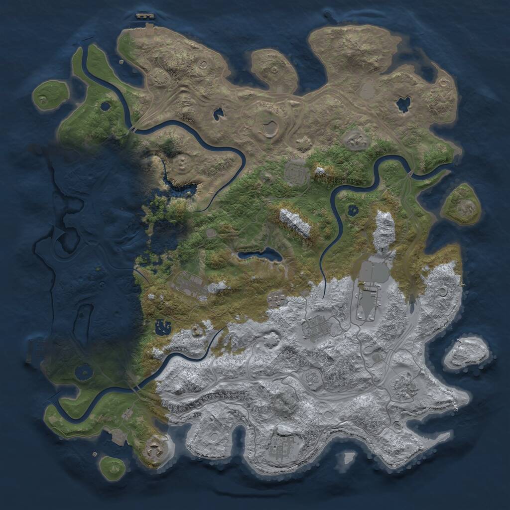 Rust Map: Procedural Map, Size: 4500, Seed: 2715894, 16 Monuments