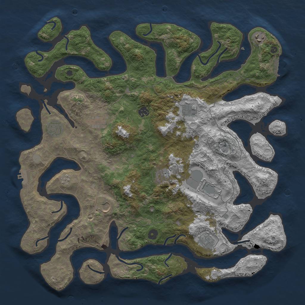 Rust Map: Procedural Map, Size: 4500, Seed: 1261190165, 18 Monuments