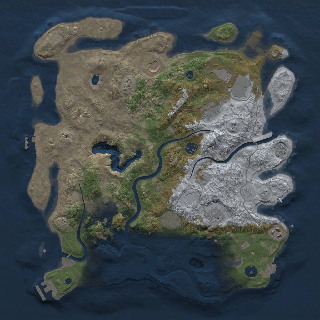Rust Map: Procedural Map, Size: 4000, Seed: 896253, 16 Monuments