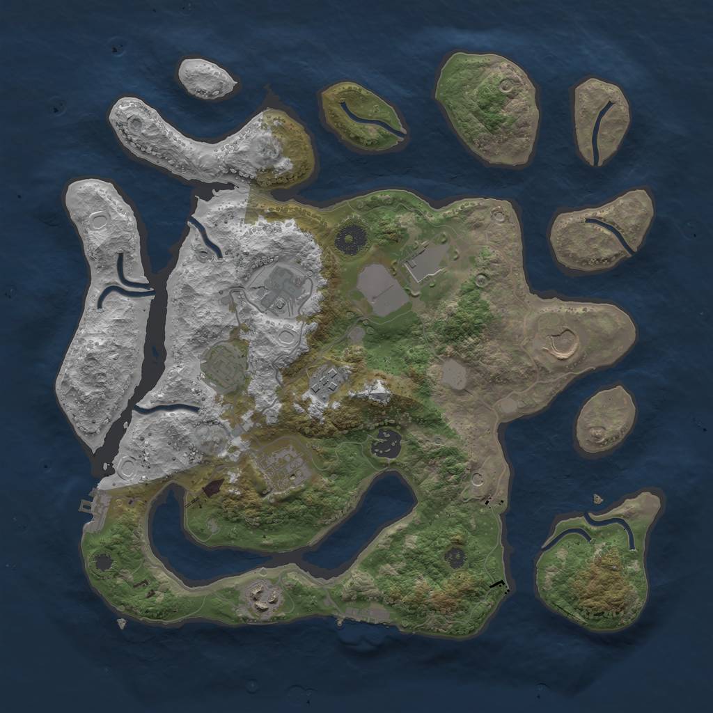 Rust Map: Procedural Map, Size: 3550, Seed: 306186, 16 Monuments