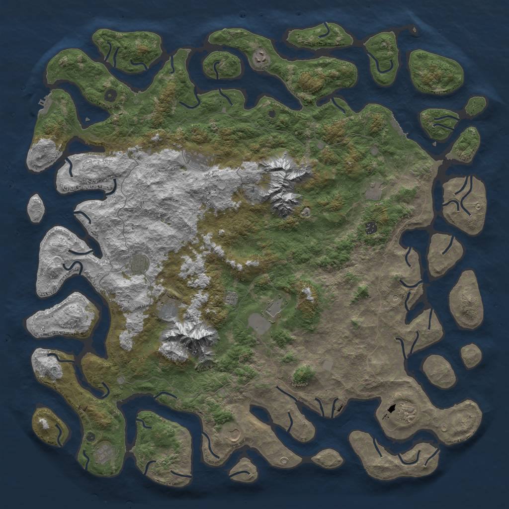 Rust Map: Procedural Map, Size: 6000, Seed: 35791333, 19 Monuments