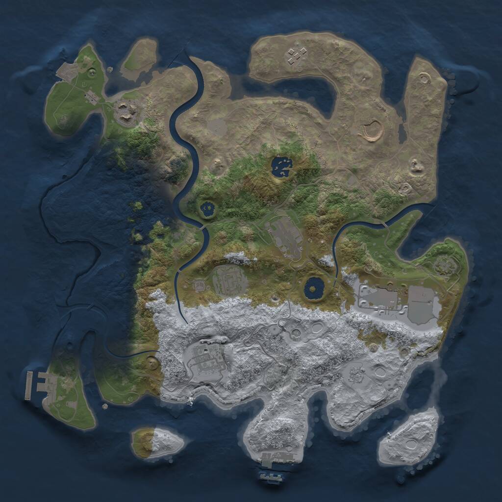 Rust Map: Procedural Map, Size: 3500, Seed: 412, 14 Monuments