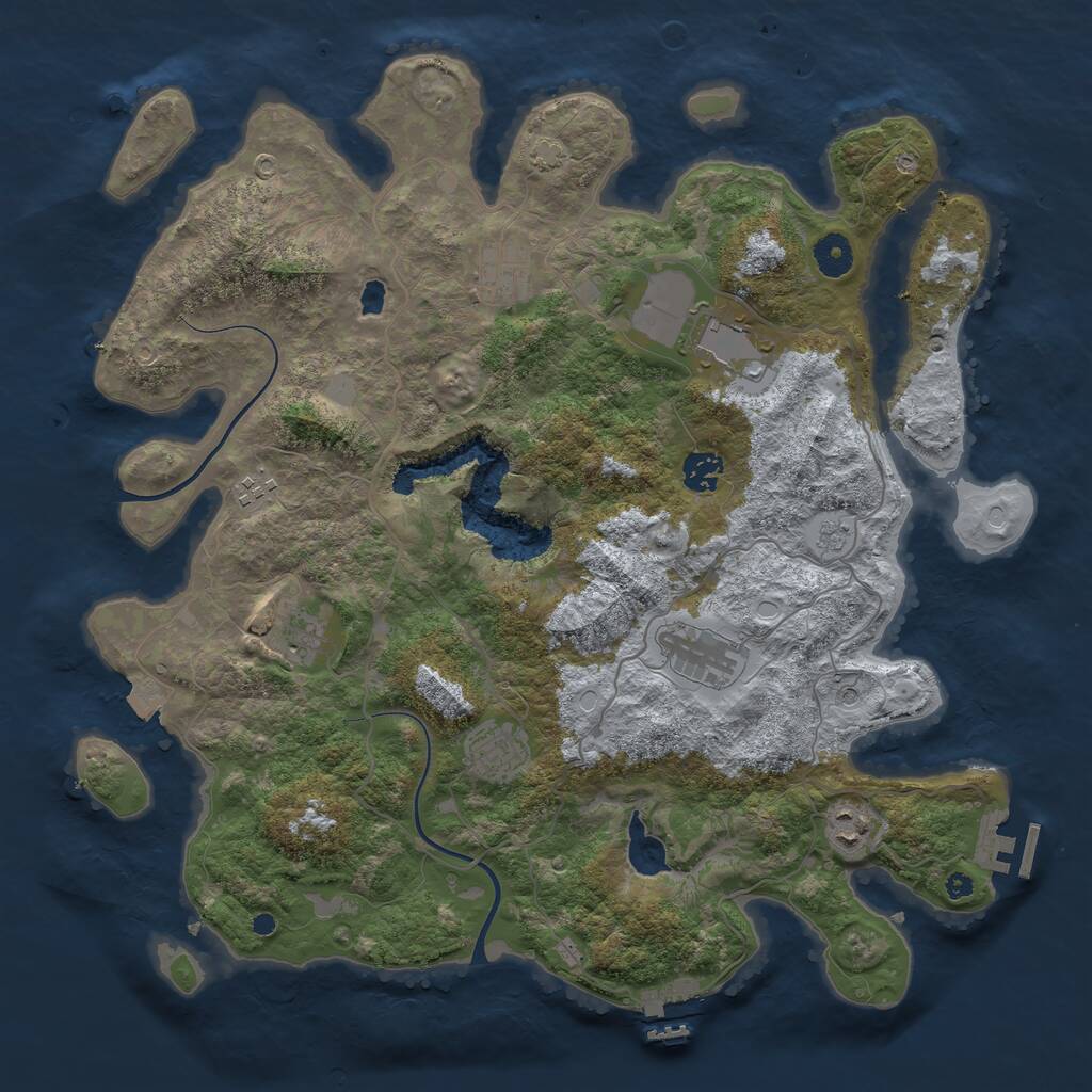 Rust Map: Procedural Map, Size: 4000, Seed: 547292265, 14 Monuments