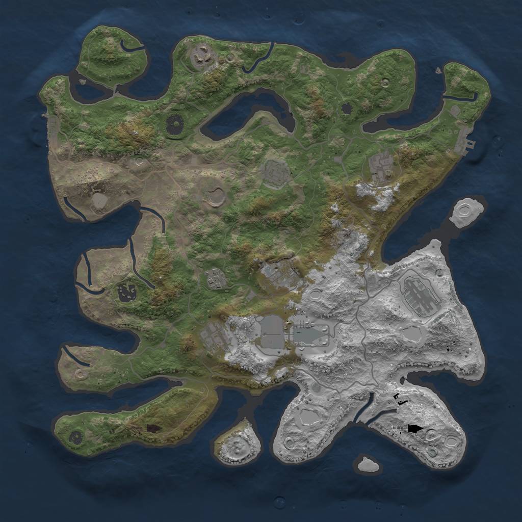 Rust Map: Procedural Map, Size: 4000, Seed: 251222, 18 Monuments