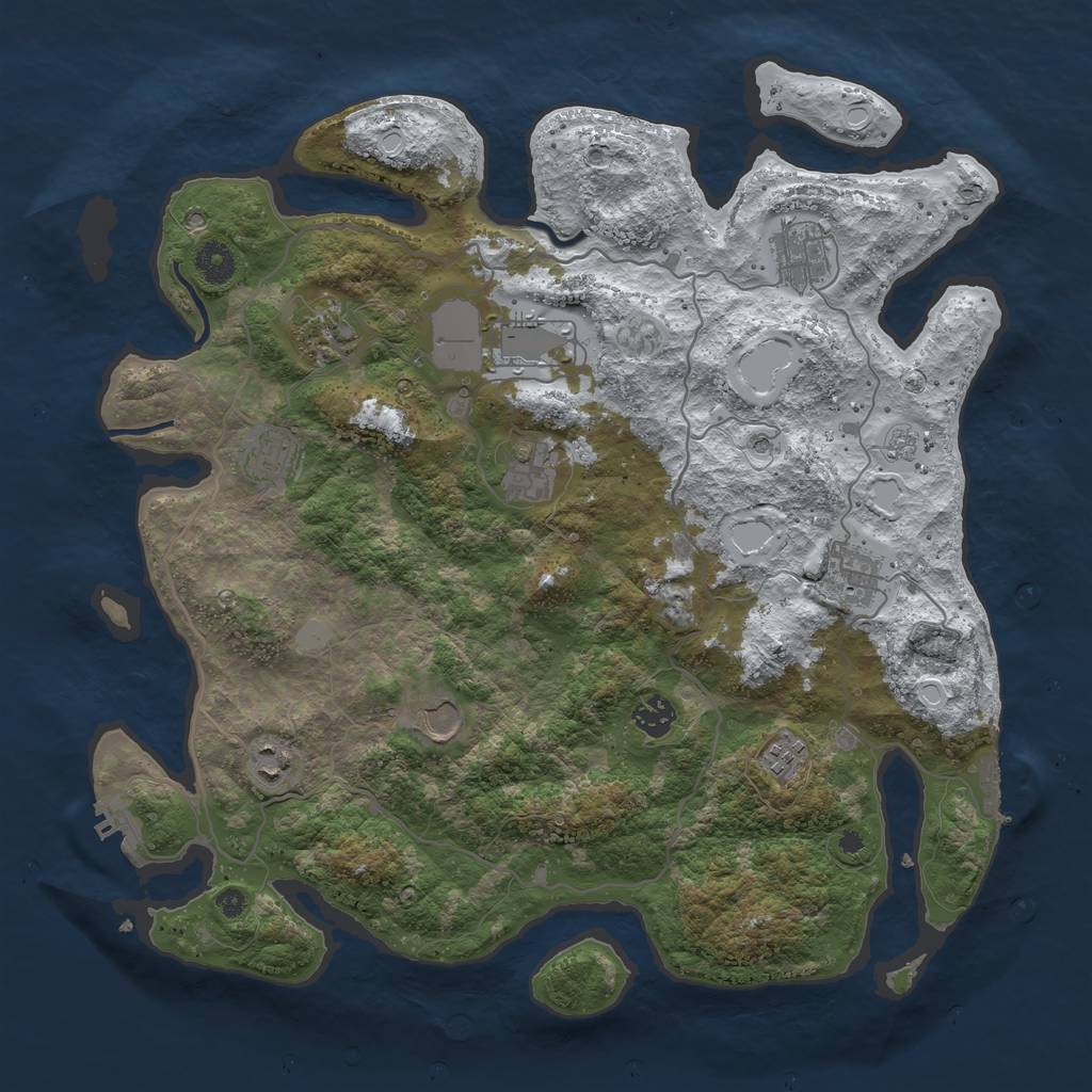 Rust Map: Procedural Map, Size: 4000, Seed: 42069, 19 Monuments