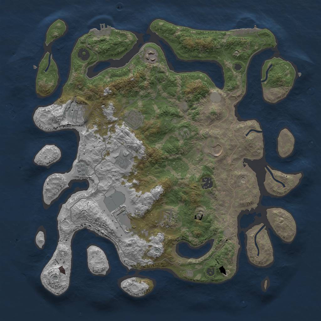 Rust Map: Procedural Map, Size: 4000, Seed: 323724261, 17 Monuments