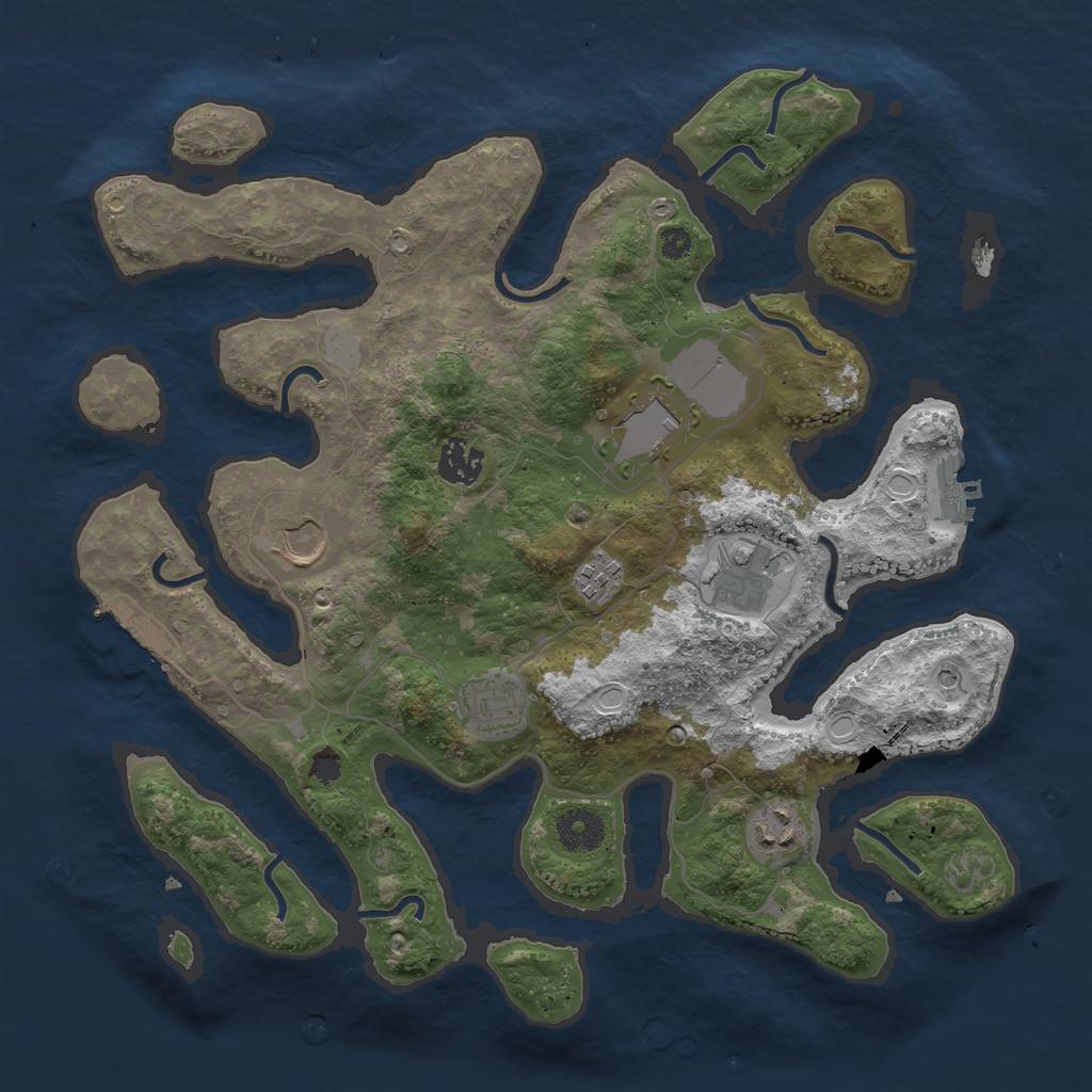 Rust Map: Procedural Map, Size: 3550, Seed: 412005, 15 Monuments