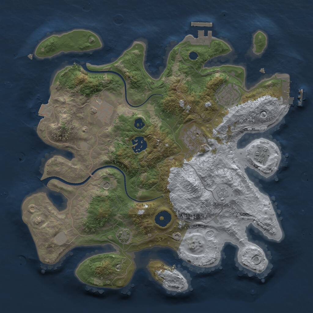 Rust Map: Procedural Map, Size: 3000, Seed: 2434338, 11 Monuments