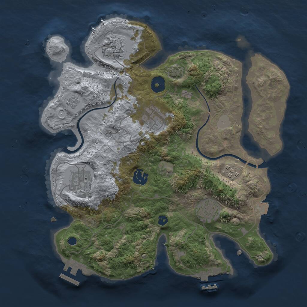 Rust Map: Procedural Map, Size: 3000, Seed: 616651566, 12 Monuments