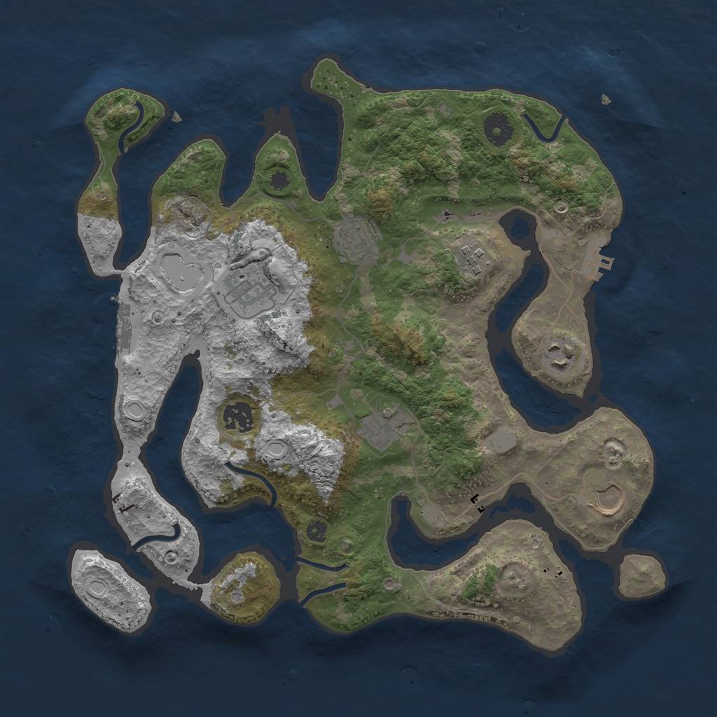 Rust Map: Procedural Map, Size: 3500, Seed: 76008472, 14 Monuments