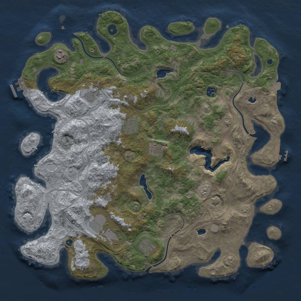 Rust Map: Procedural Map, Size: 4500, Seed: 4000, 15 Monuments