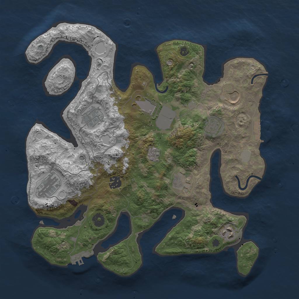 Rust Map: Procedural Map, Size: 3500, Seed: 55973097, 17 Monuments