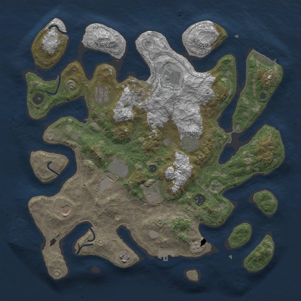 Rust Map: Procedural Map, Size: 4000, Seed: 184863, 17 Monuments