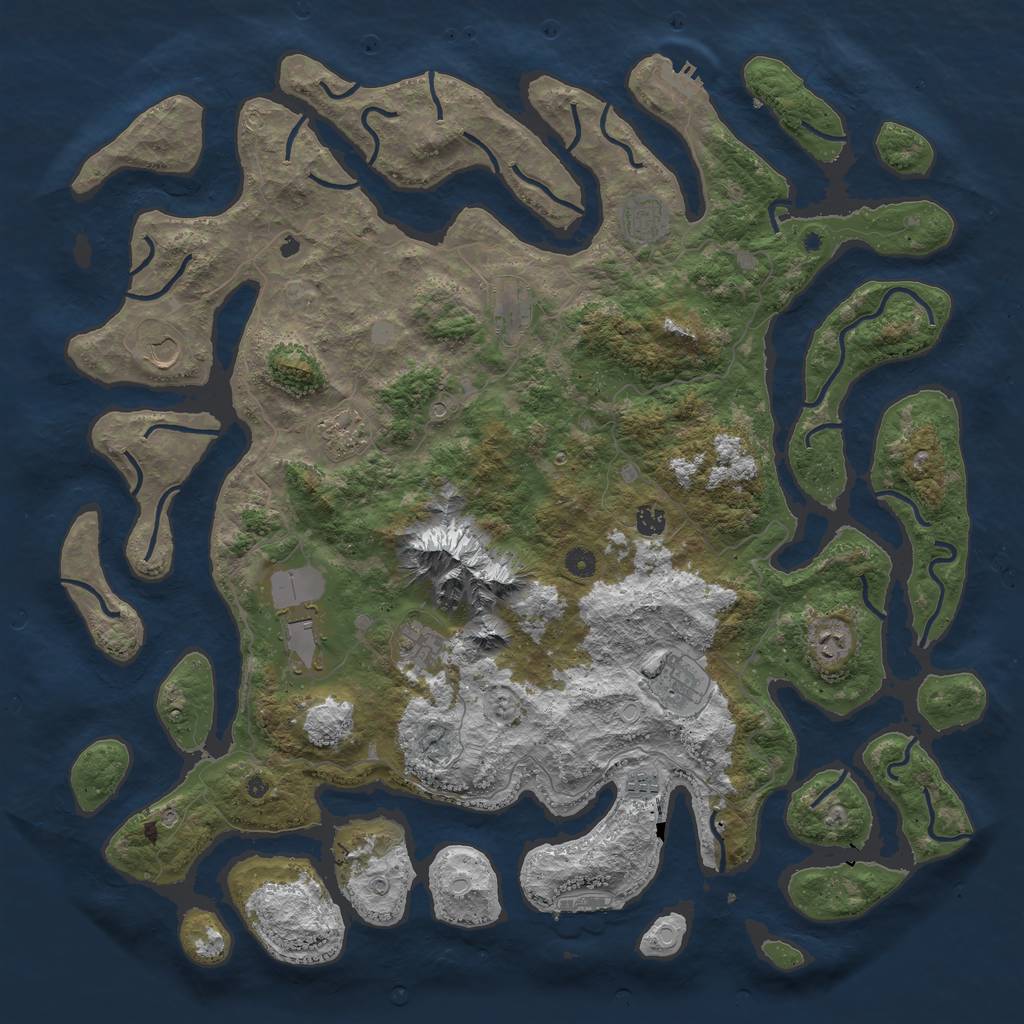 Rust Map: Procedural Map, Size: 5000, Seed: 4001, 18 Monuments