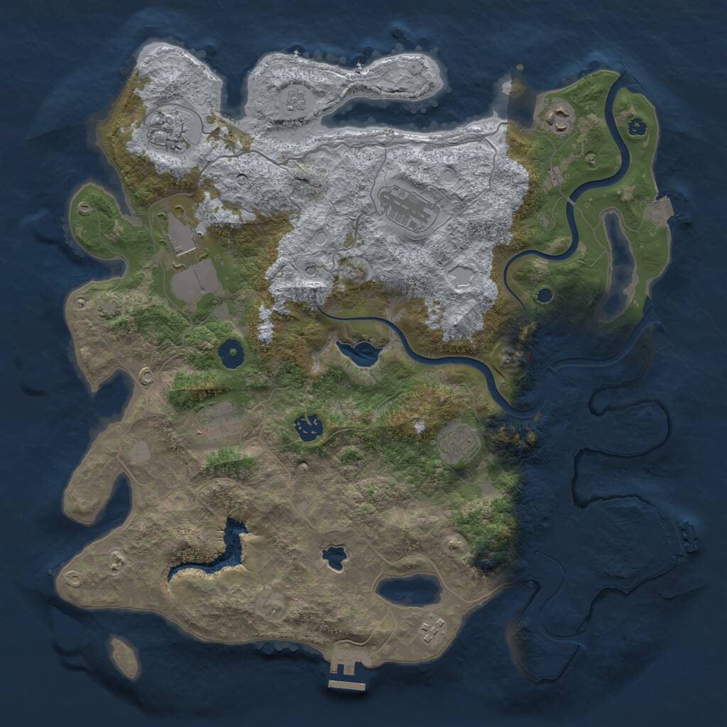 Rust Map: Procedural Map, Size: 4000, Seed: 1861850853, 14 Monuments