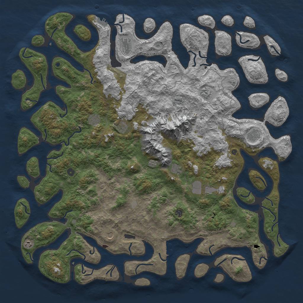 Rust Map: Procedural Map, Size: 6000, Seed: 250777, 19 Monuments