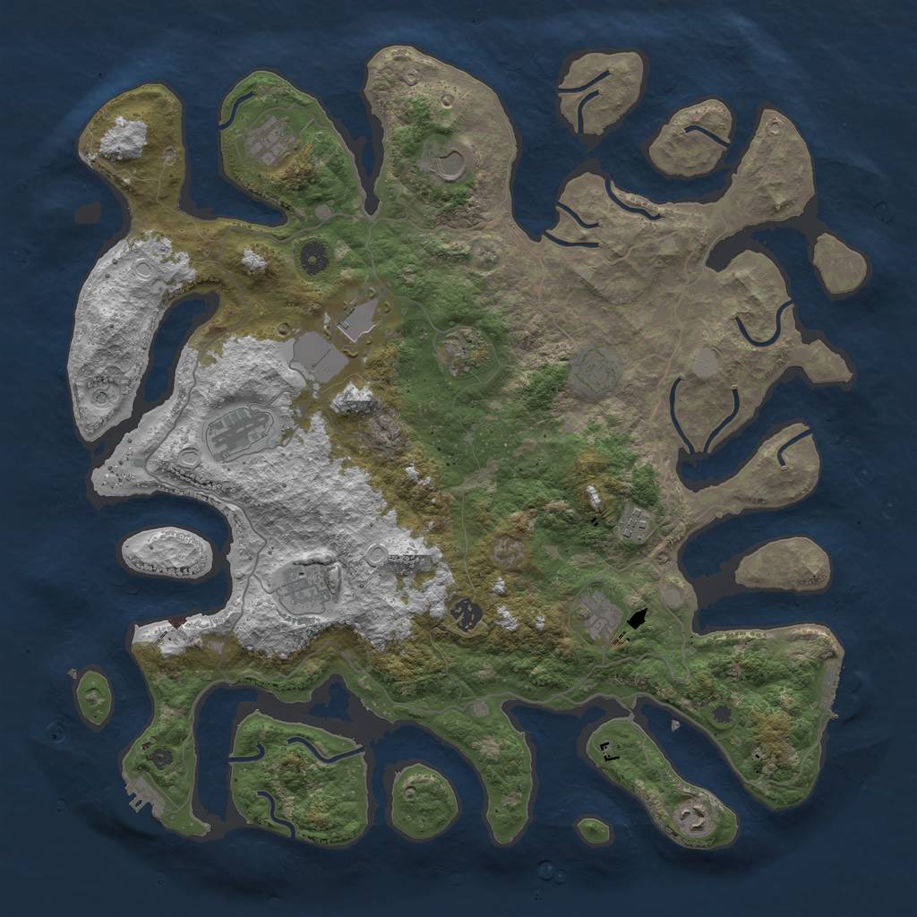 Rust Map: Procedural Map, Size: 4500, Seed: 129497295, 19 Monuments