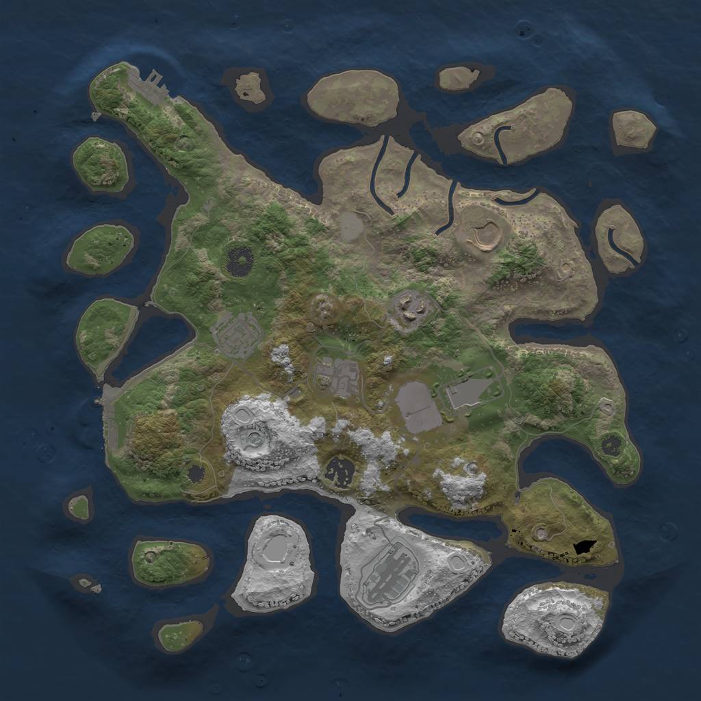 Rust Map: Procedural Map, Size: 3550, Seed: 717341, 15 Monuments