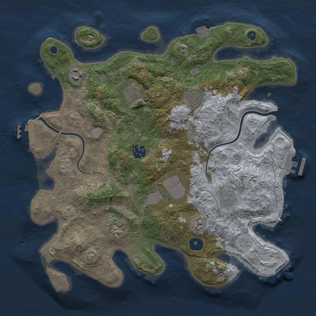 Rust Map: Procedural Map, Size: 3550, Seed: 738277, 14 Monuments