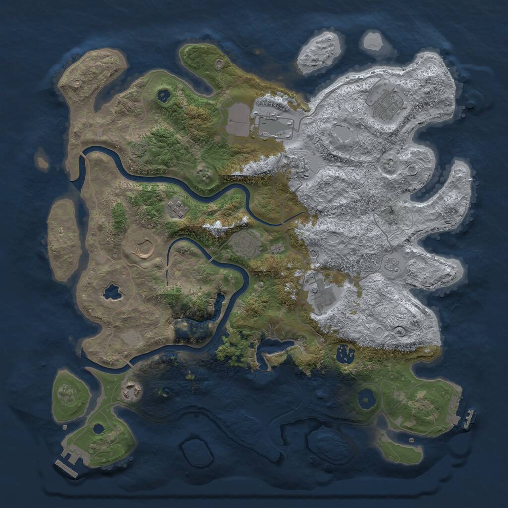 Rust Map: Procedural Map, Size: 4000, Seed: 542242, 15 Monuments