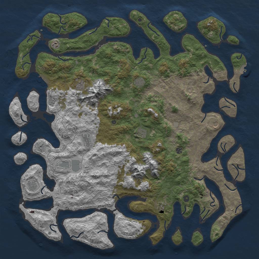Rust Map: Procedural Map, Size: 6000, Seed: 70, 19 Monuments