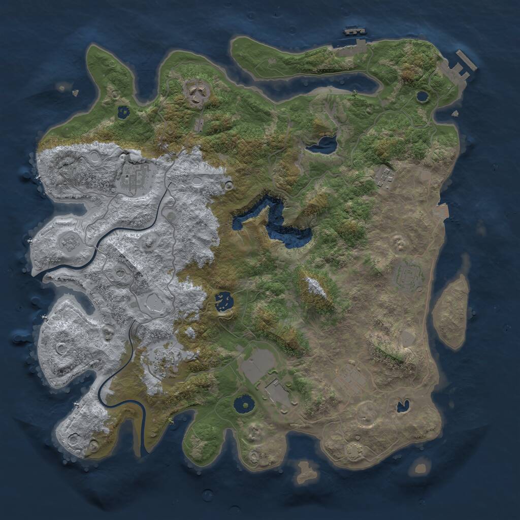 Rust Map: Procedural Map, Size: 4000, Seed: 970343, 14 Monuments
